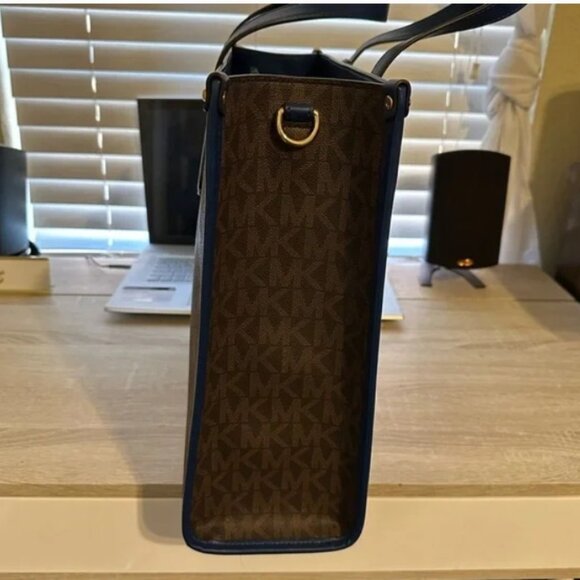 NEW Large Michael Kors Maple brown tote bag River Blue handles & shoulder strap - Picture 6 of 11